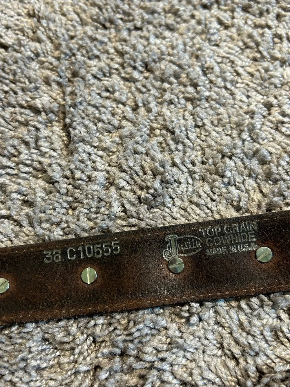 Vintage Justin Leather Coin Concho Belt with Silver Buckle